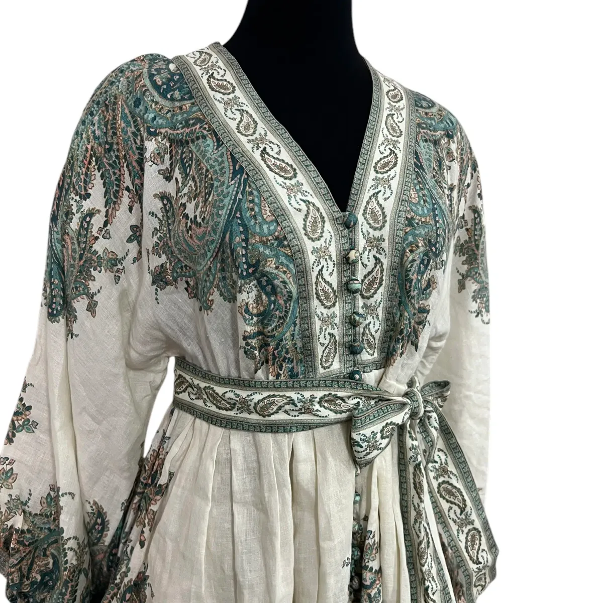 Zimmermann Brighton Paisley Tie Waist Party Mini Dress Print Size 1 / AU 10  - Image 6