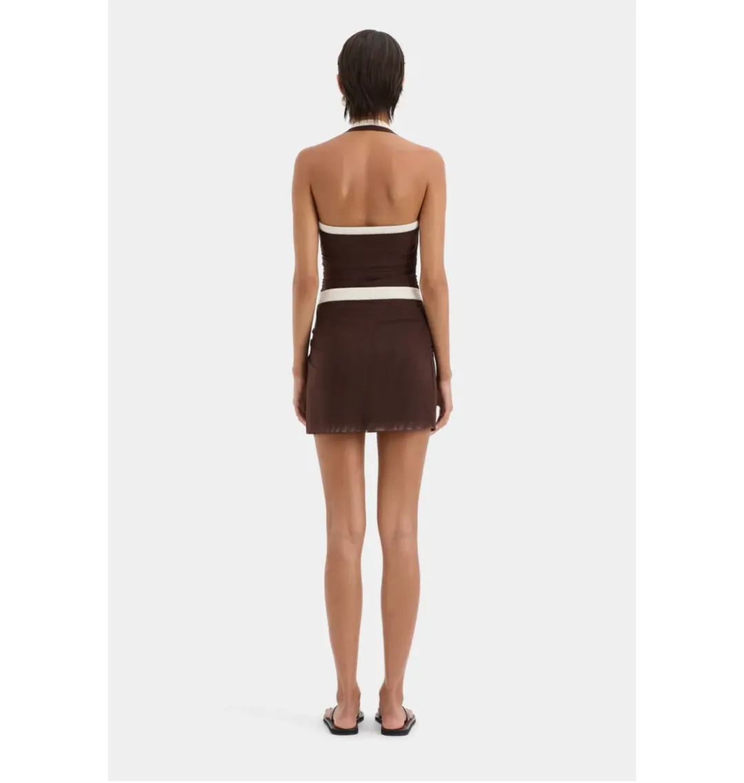 Sir the Label Jacques Mini Dress Chocolate Brown Size 1 / AU 8 for rent on The Volte - main image