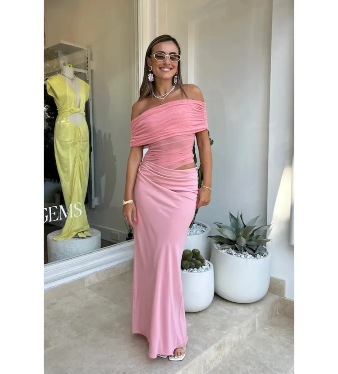 Benni Candy Nico Off Shoulder Maxi Size AU 6 for rent on The Volte - main image