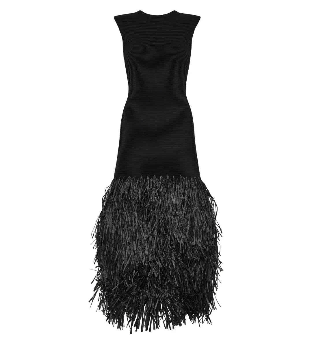 Aje Raffia Rushes Knit Midi Dress in Black Size XS/AU 6 for rent on The Volte - main image