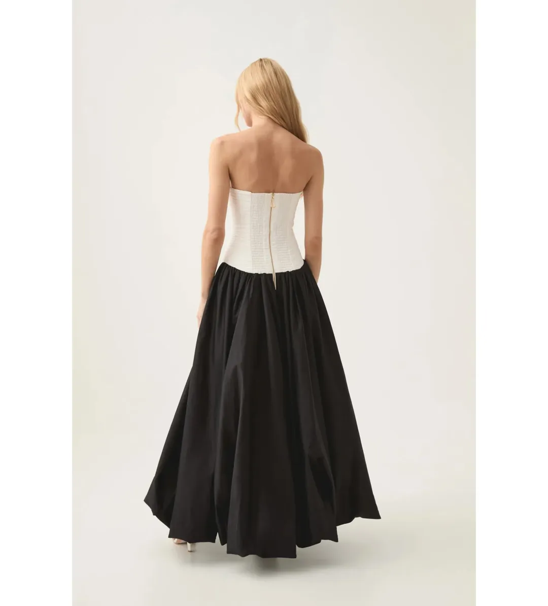 Aje Ivory Violette Bubble Hem Maxi in Black/white Size AU 8 for rent on The Volte - main image