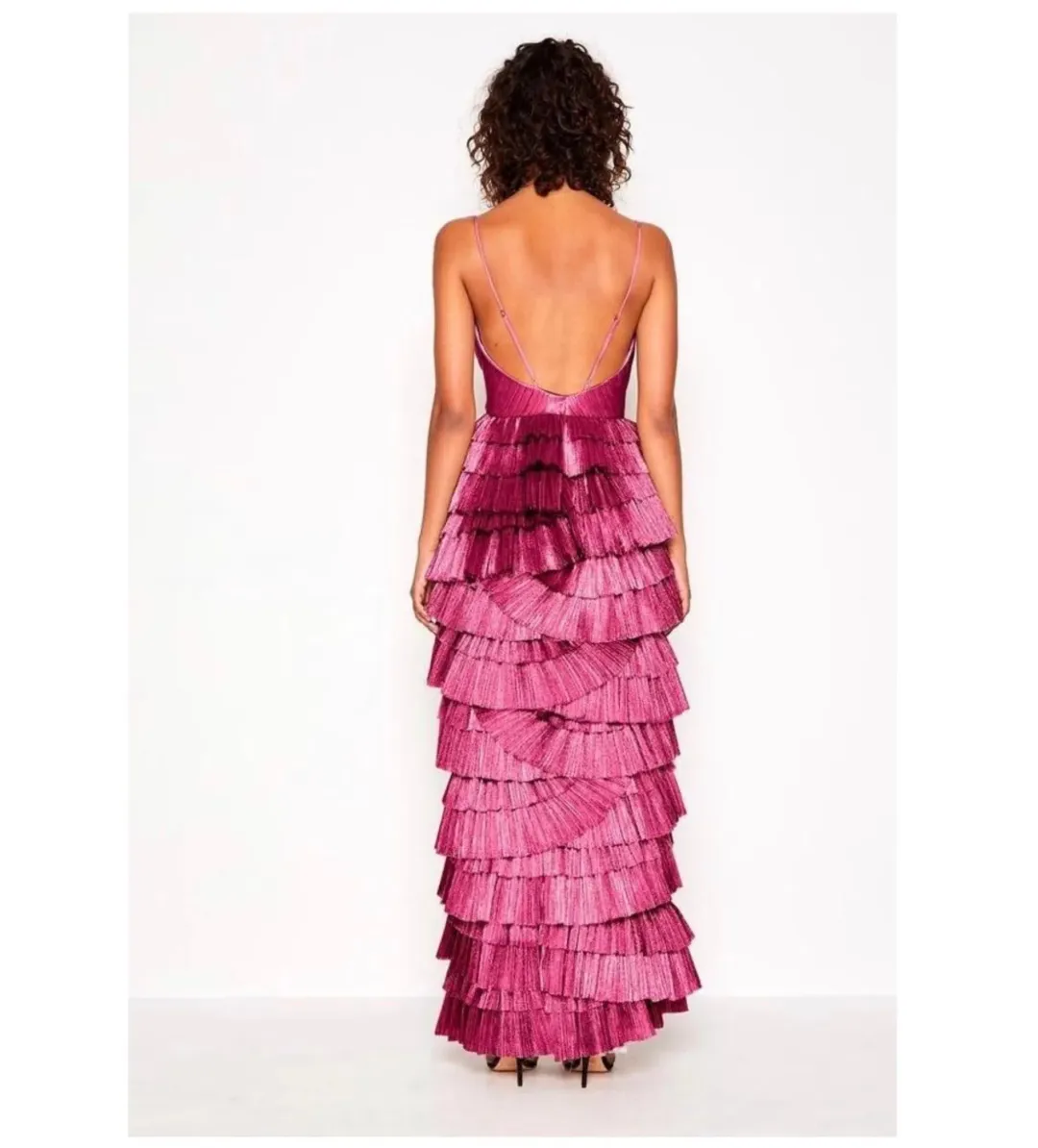 Alice McCall Making Me Blush Tiered Ruffle Gown Pink Size AU 8 for rent on The Volte - main image