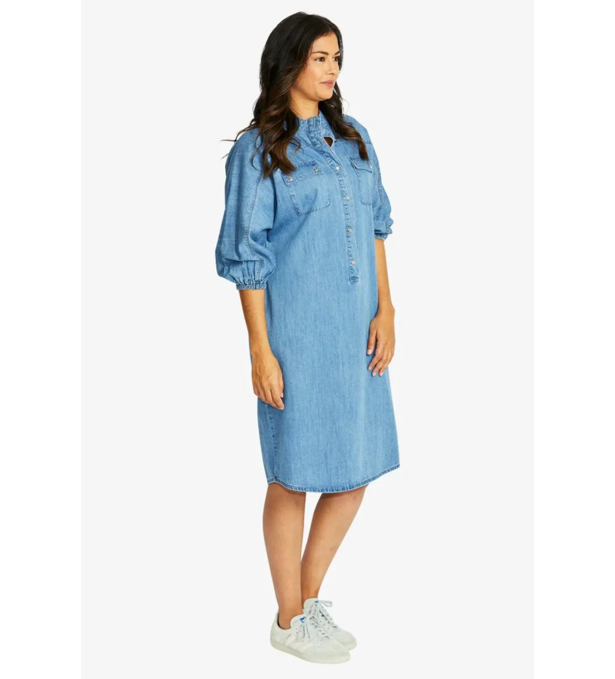 Ping Pong Woodstock Knee-Length Dress Chambray Size AU 16 - Image 2