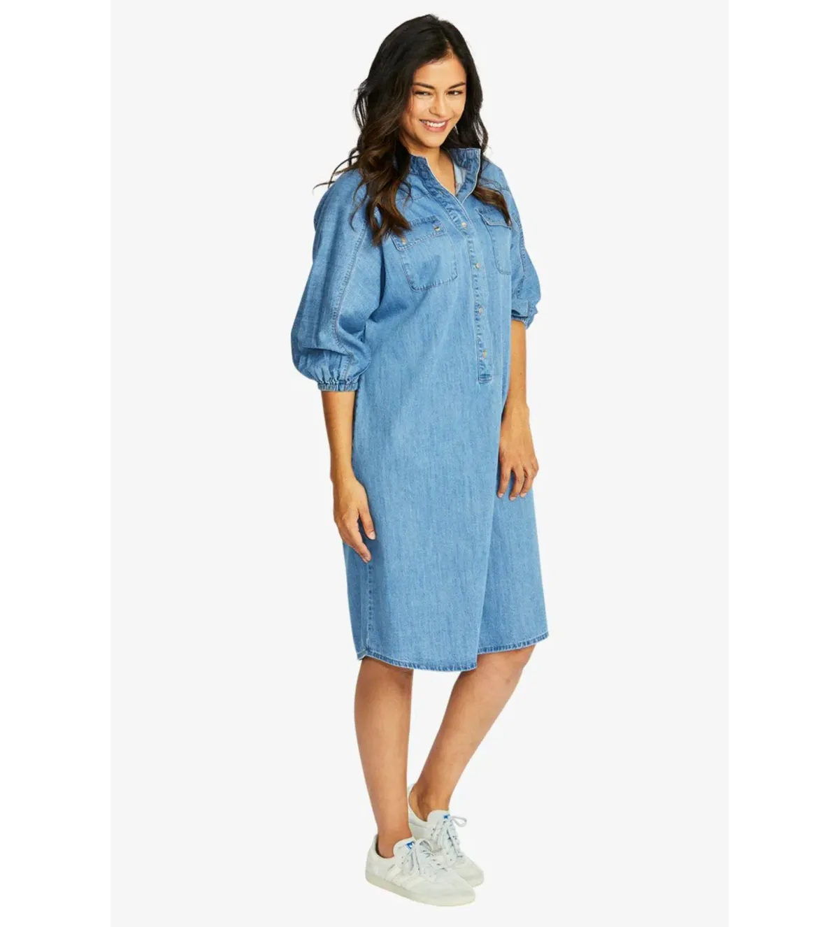 Ping Pong Woodstock Knee-Length Dress Chambray Size AU 16 - Image 3