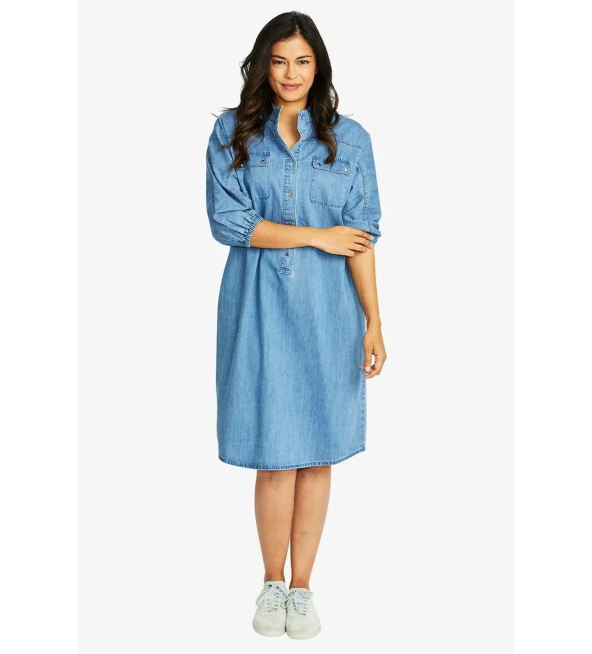 Ping Pong Woodstock Knee-Length Dress Chambray Size AU 16 - Image 1