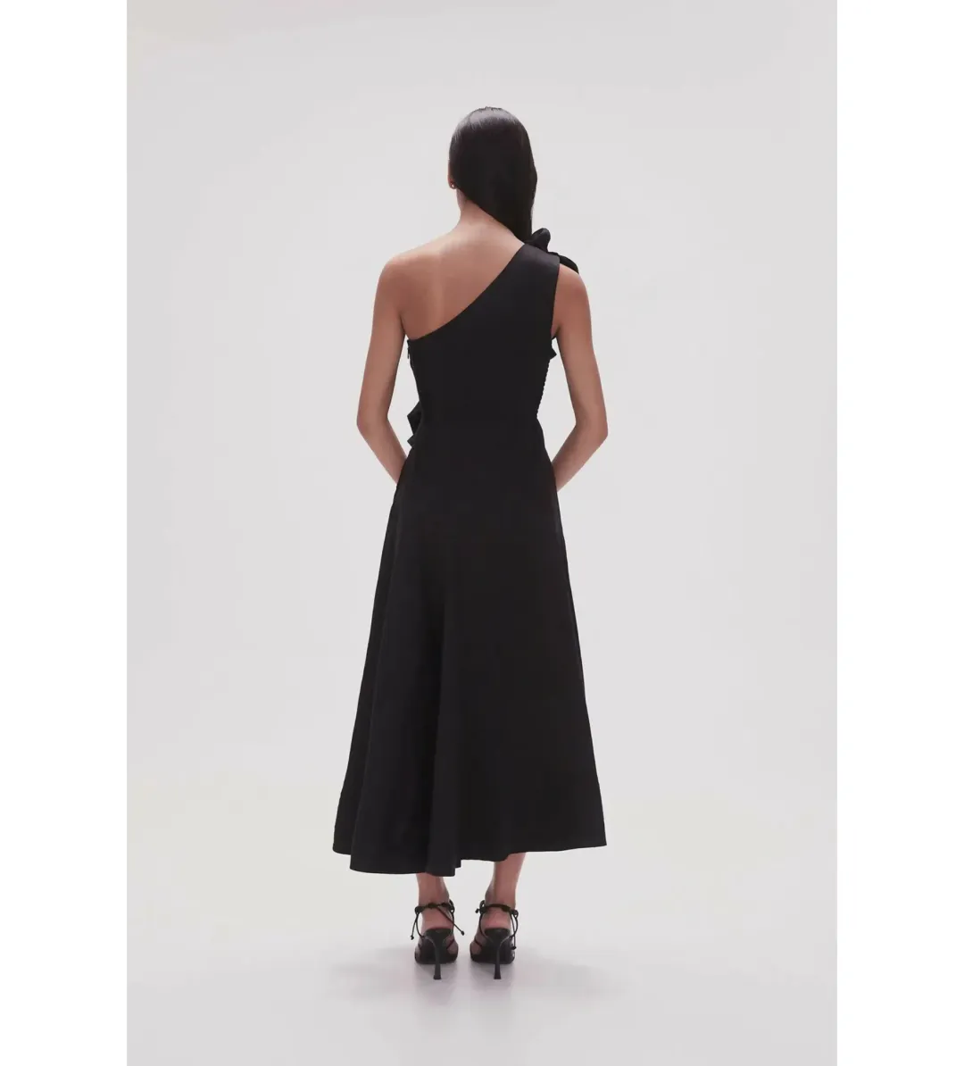 Aje Adelia Ruffle Midi Dress Black Size S/AU 8 for rent on The Volte - main image