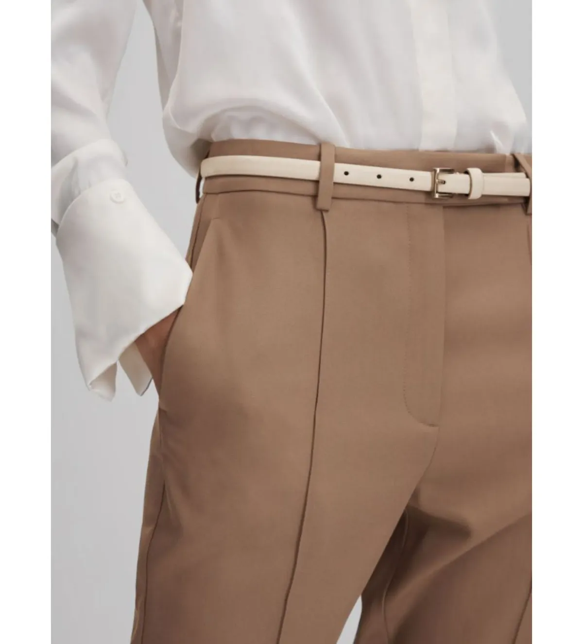 Reiss Wren Slim Fit Suit Trousers Mink Neutral Size AU 8 - Image 2