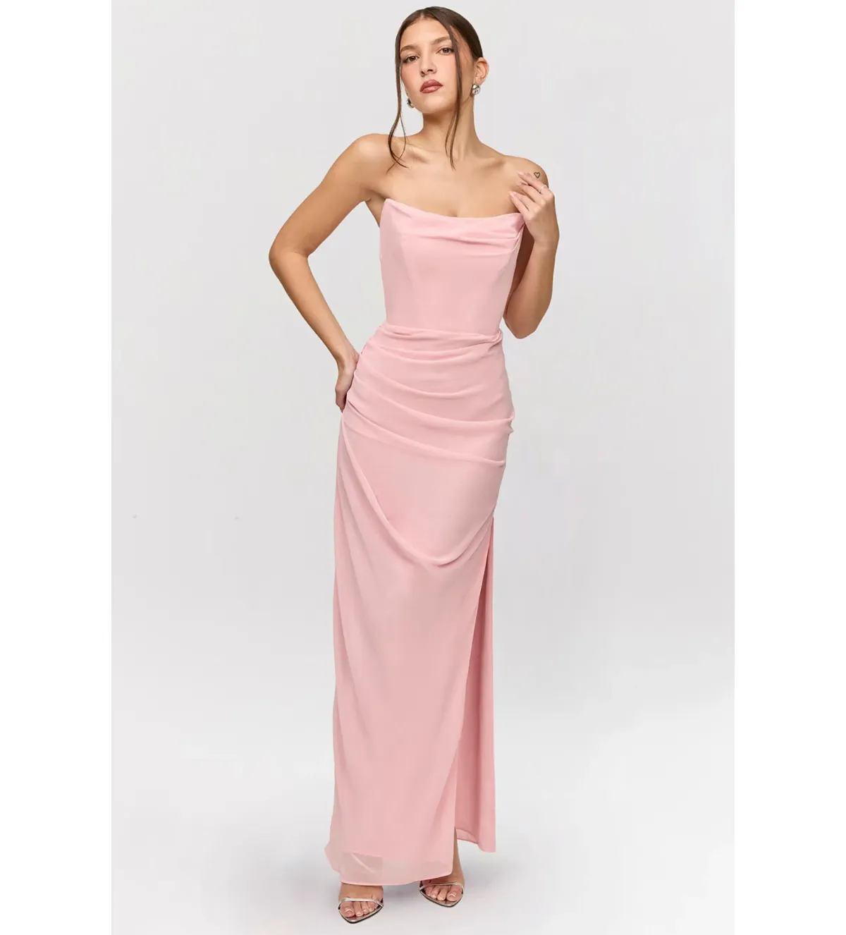 House of CB Adrienne Strapless Gown Pink Quartz Georgette Size XS / AU 6 - Image 1