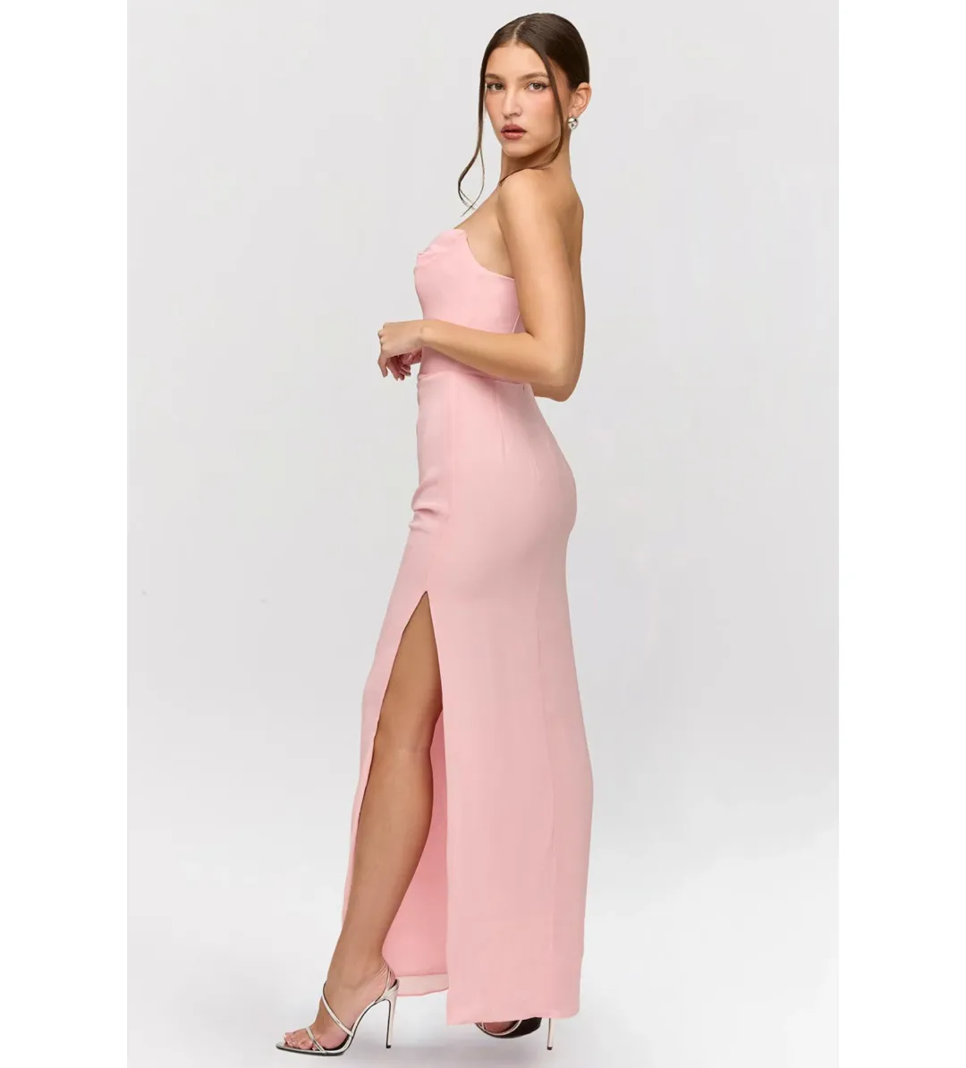 House of CB Adrienne Strapless Gown Pink Quartz Georgette Size XS / AU 6 for rent on The Volte - main image