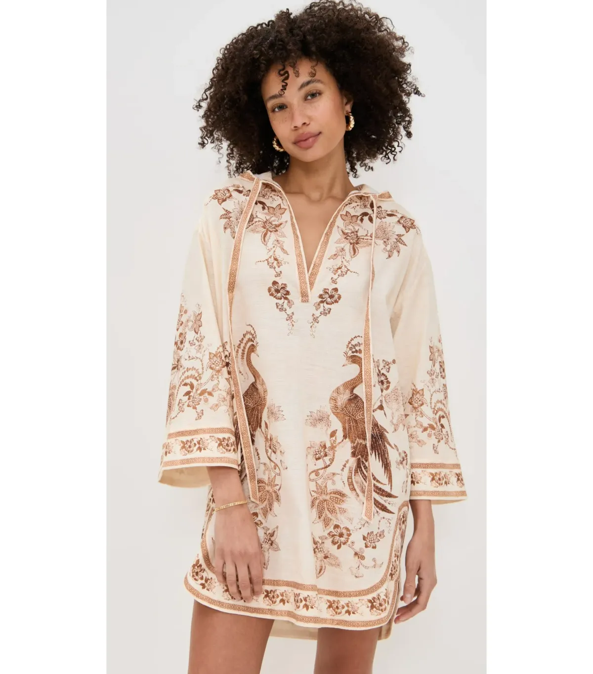 Zimmermann Ascension Tunic Mini Dress Cream Tan Floral Size 0 / Size AU 8 - Image 2