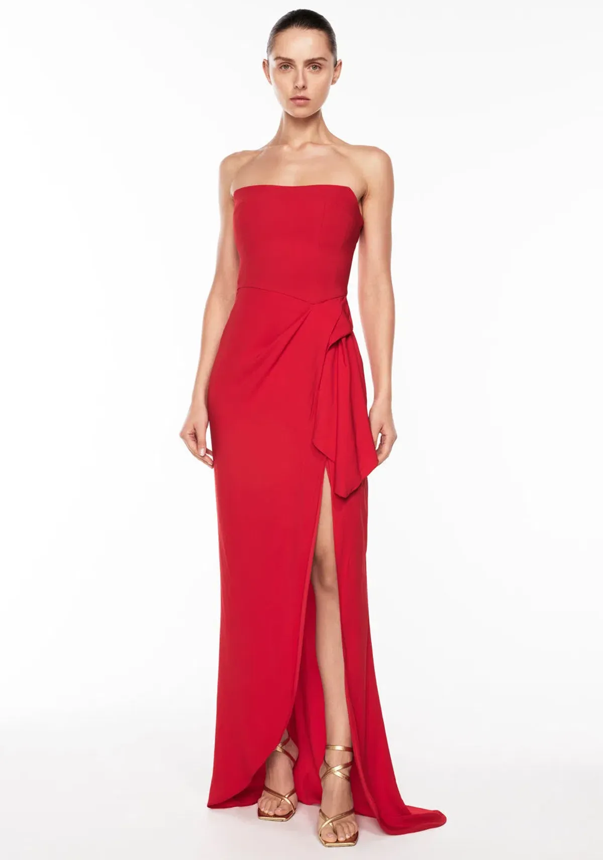 Manning Cartell Asymmetrical Games Strapless Maxi Gown Red Size AU 6 - Image 1