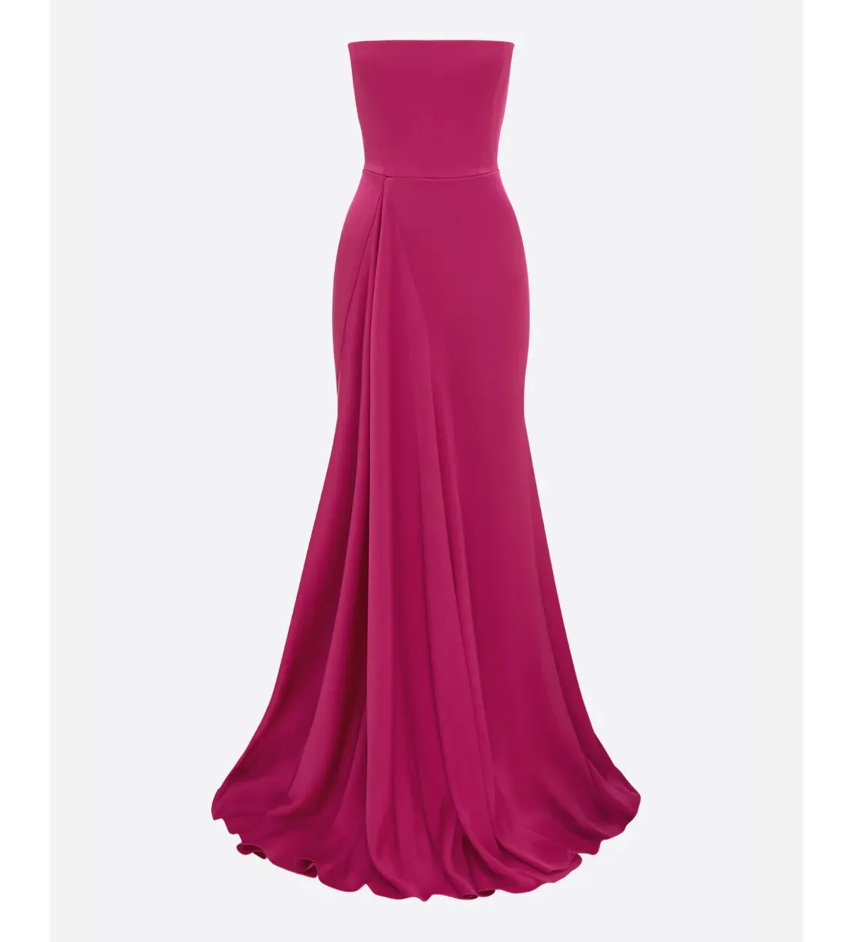 Alex Perry Strapless Gathered Drape Gown in Satin Crepe Raspberry Size AU 6 - Image 4