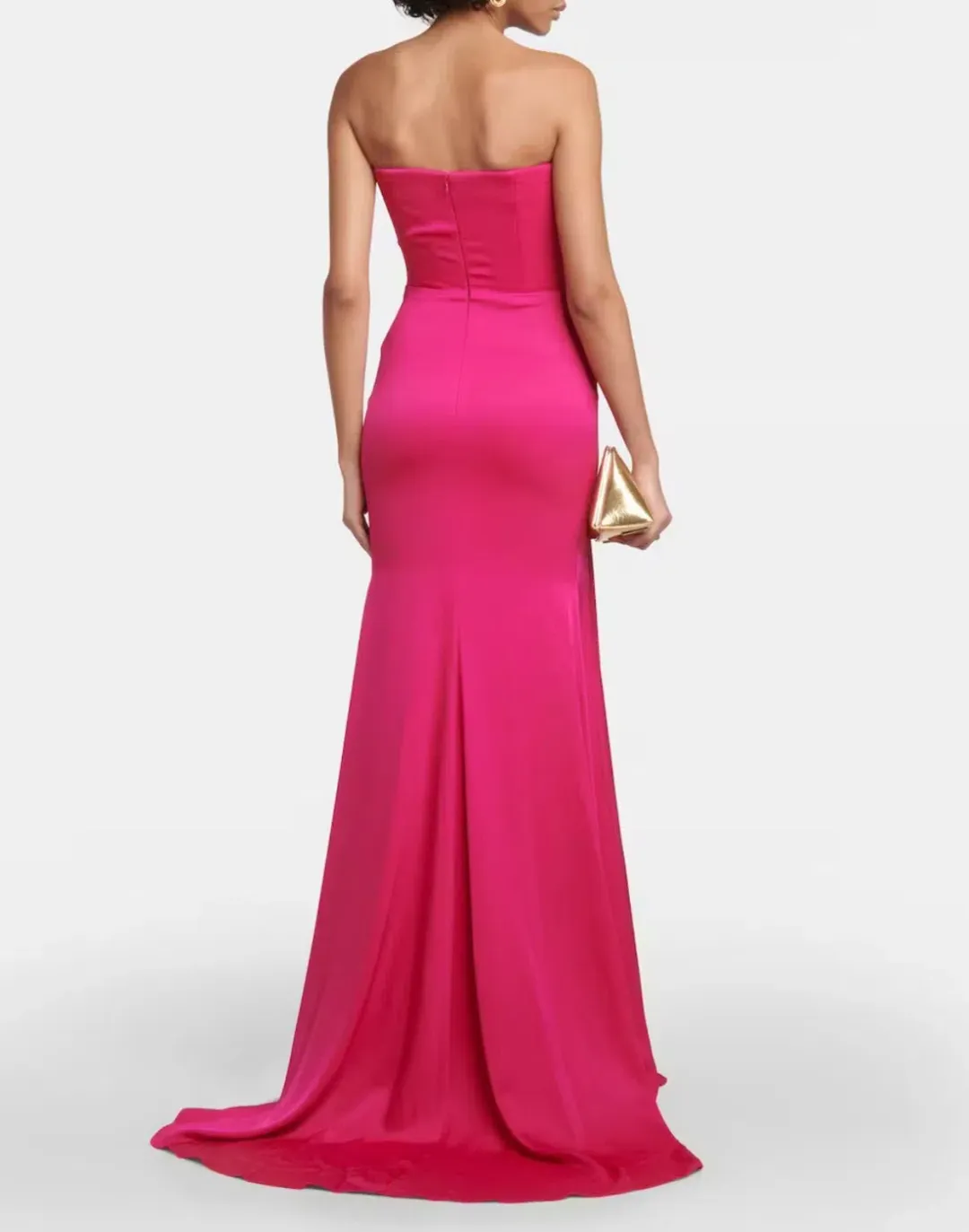 Alex Perry Strapless Draped Crêpe Satin Gown Raspberry Size AU 8 for rent on The Volte - main image