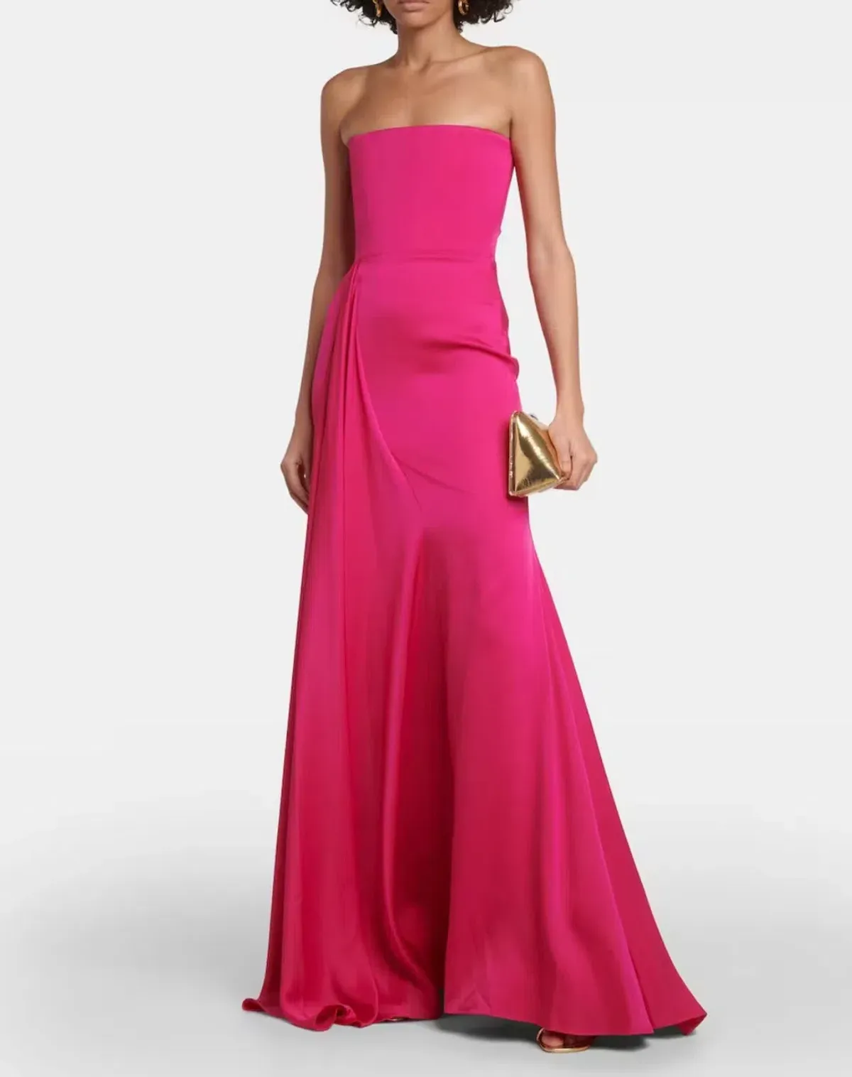 Alex Perry Strapless Draped Crêpe Satin Gown Raspberry Size AU 8 - Image 1