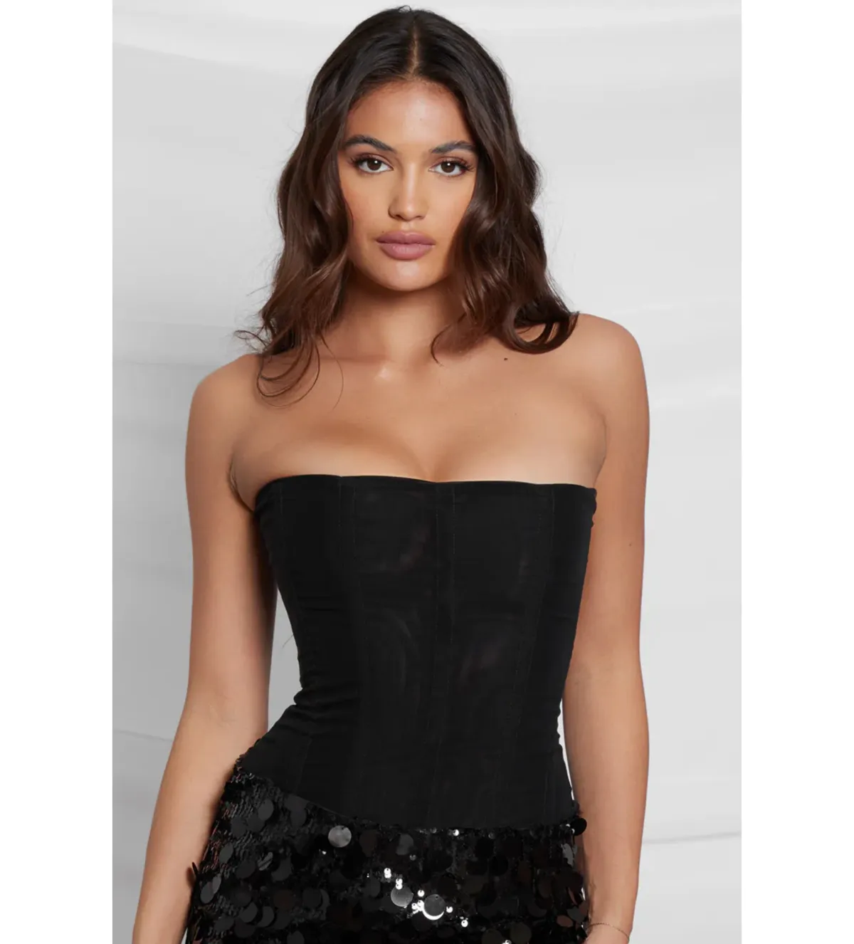 Leau White Muse Mesh Corset Top in Black Size AU 12 - Image 1