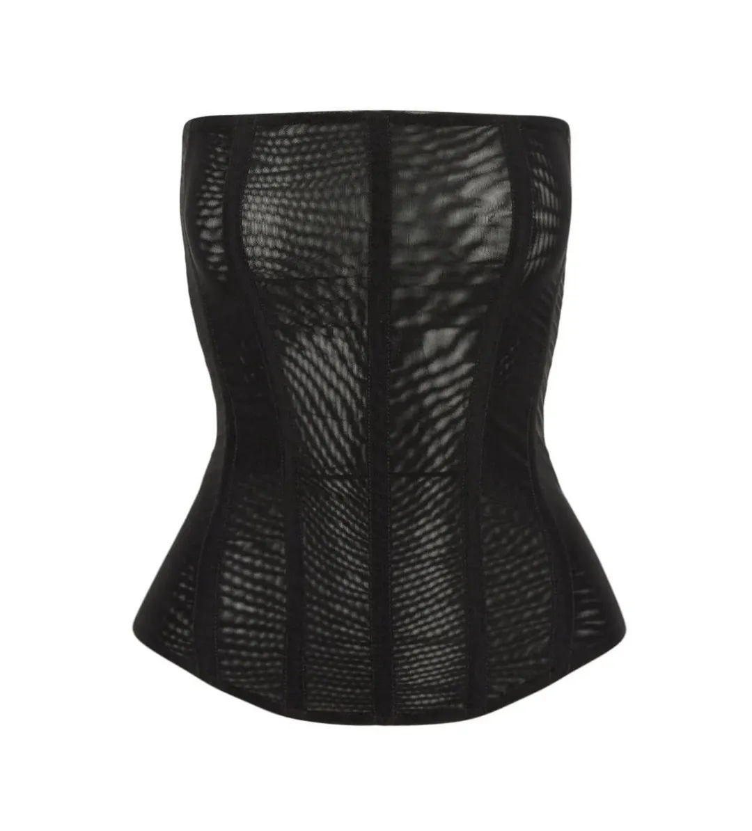 Leau White Muse Mesh Corset Top in Black Size AU 12 for rent on The Volte - main image
