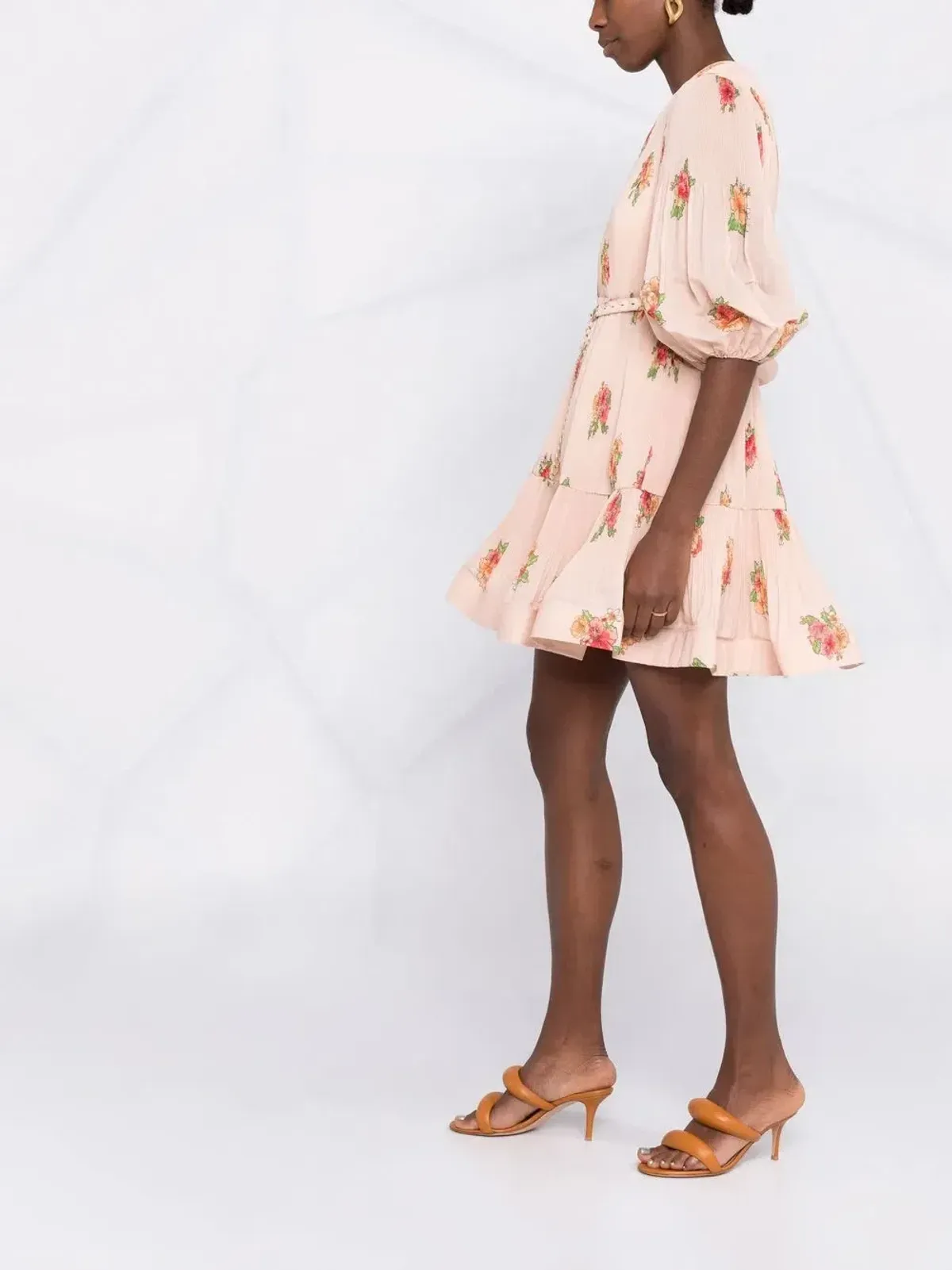 Zimmermann Pleated Mini Dress Blush Floral Size 1 - Image 7