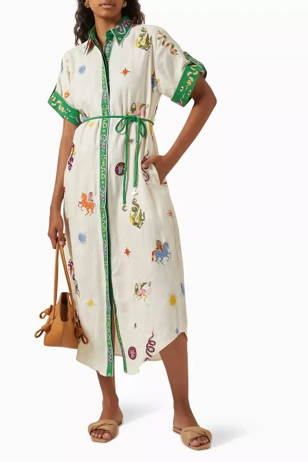 Alemais Seeker Embroidered Shirtdress Print in Size 8 for rent on The Volte - main image