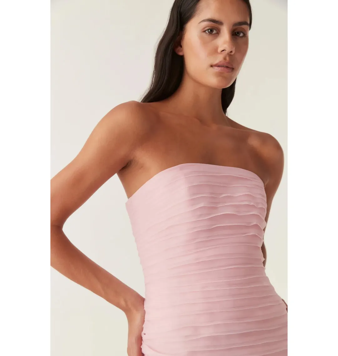 Aje Soundscape Maxi Dress Chalk Pink Size AU 8 for rent on The Volte - main image