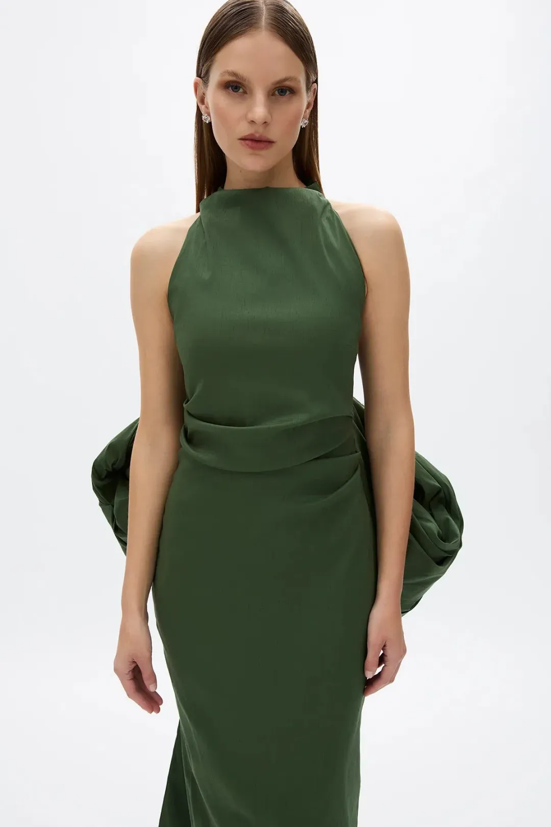 Rachel Gilbert Lottie Gown; Forest Green; size 12 for rent on The Volte - main image