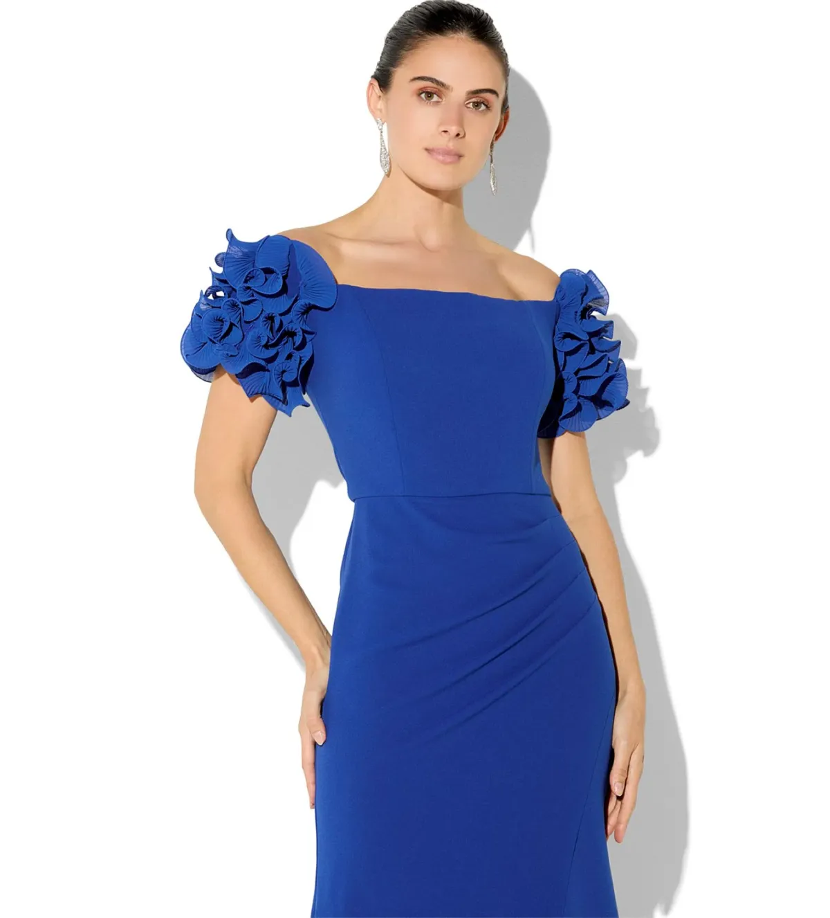 Montique Diana Sapphire Ruffle Sleeve Gown Blue Size AU 10 - Image 4