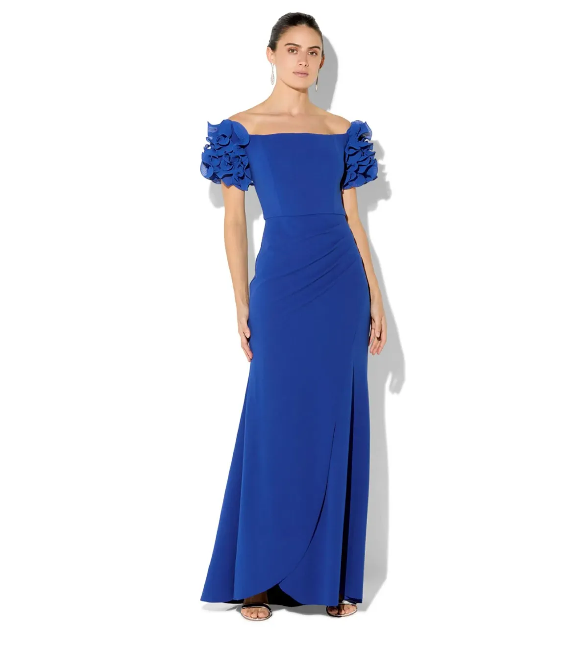 Montique Diana Sapphire Ruffle Sleeve Gown Blue Size AU 10 - Image 1