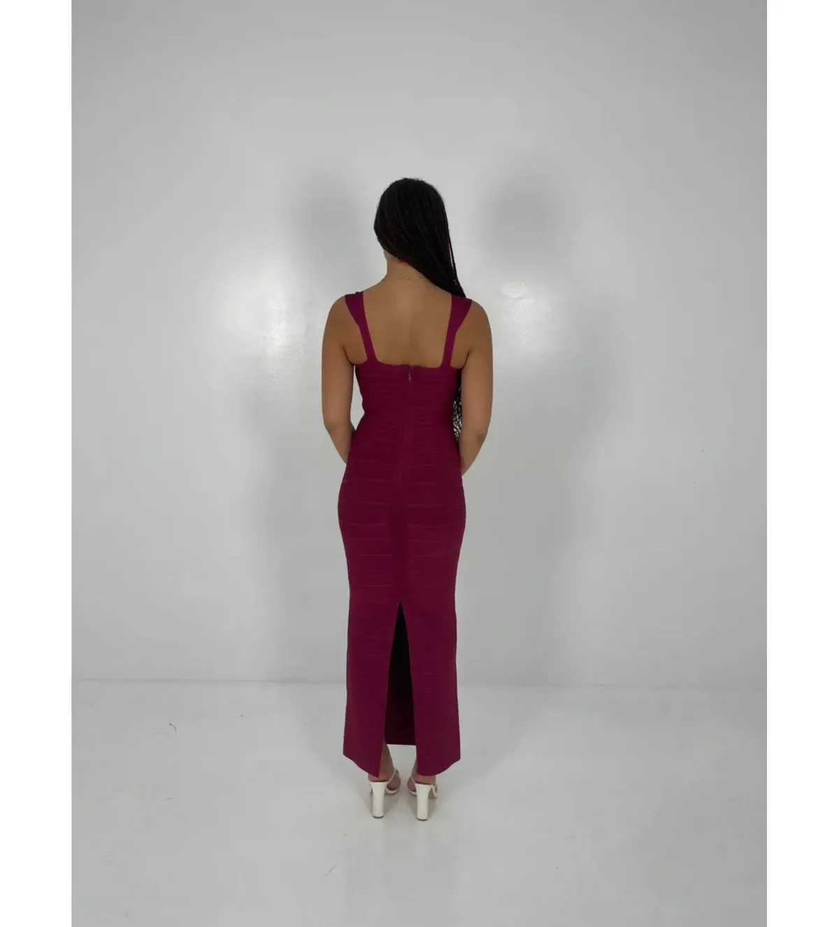 Herve Leger Sweetheart Banded Gown Burgundy Size M/AU 10 - Image 2