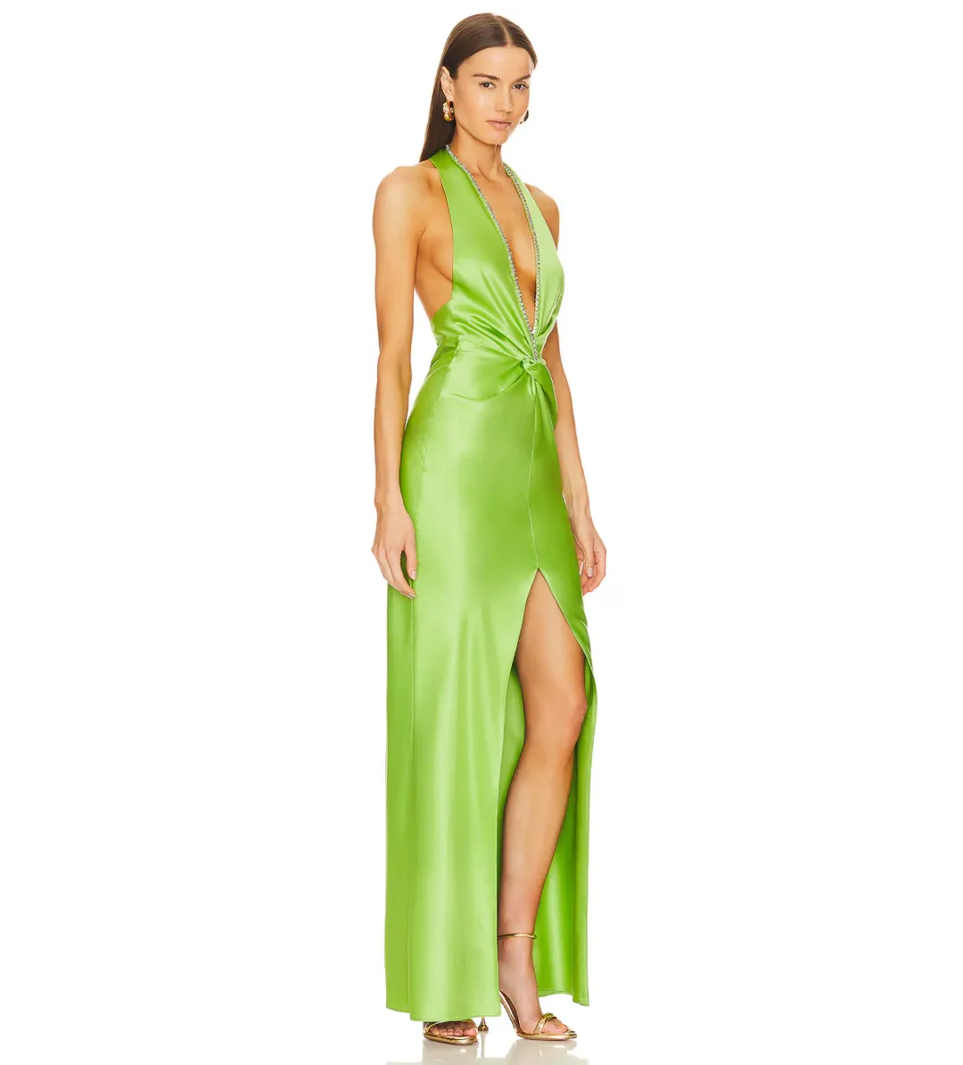 Khanums X Revolve Halter Gown in Pear Green Size XS / AU 4 for rent on The Volte - main image