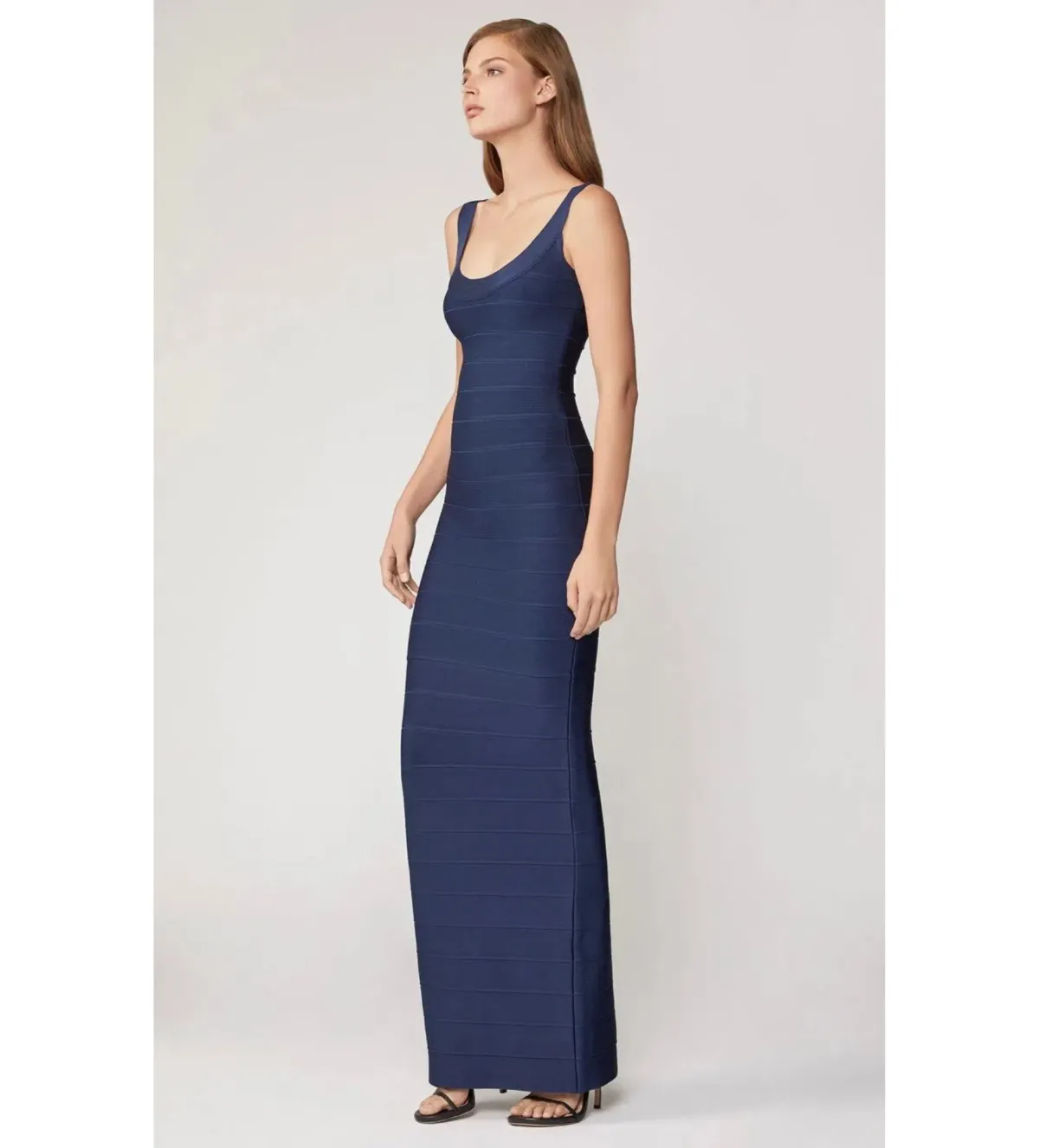 Herve Leger Round Neck Gown in Navy Size XS / AU 10 - Image 2