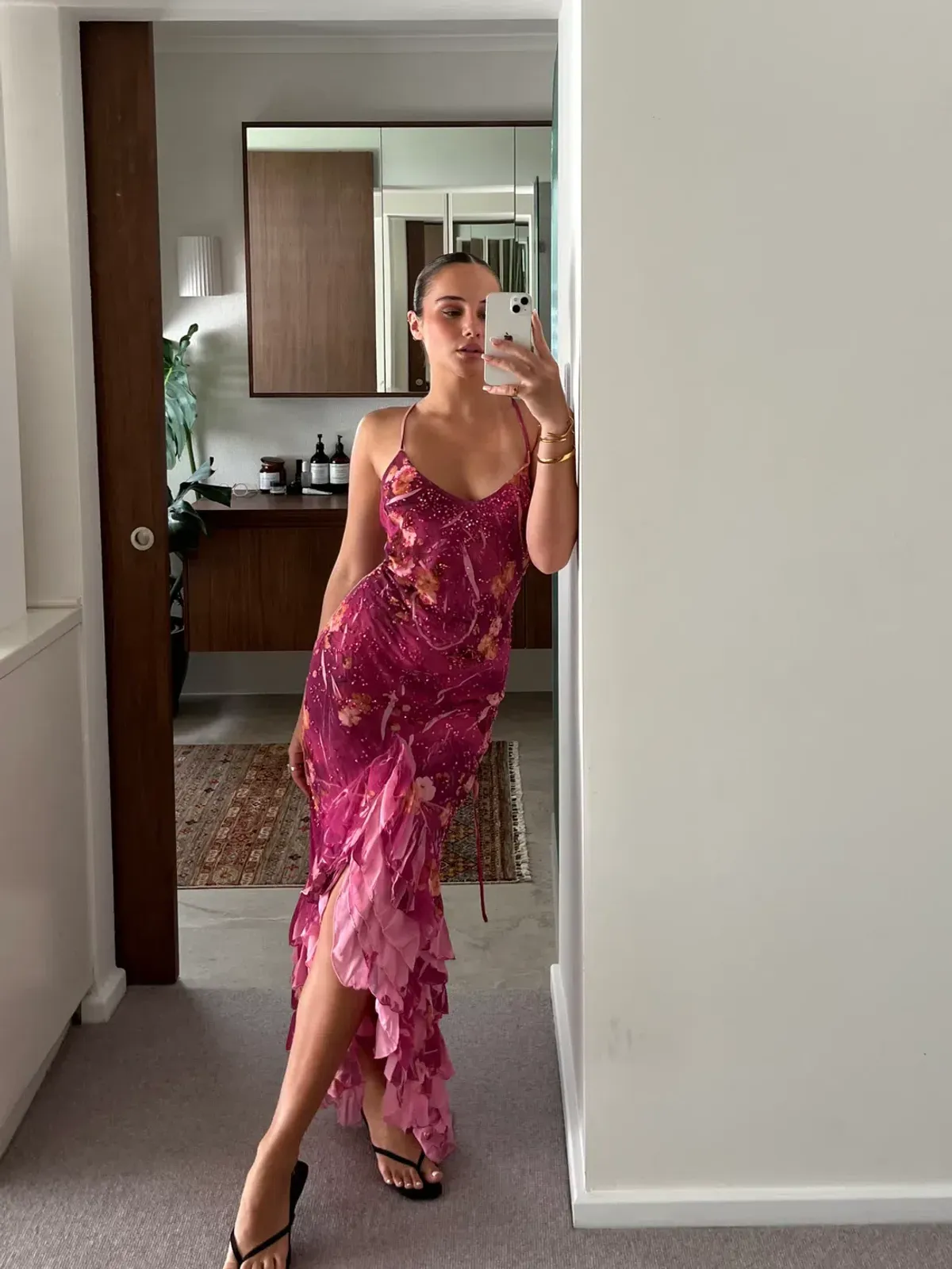 Vintage Paris Pink Vintage Midi Dress One Size - Image 1