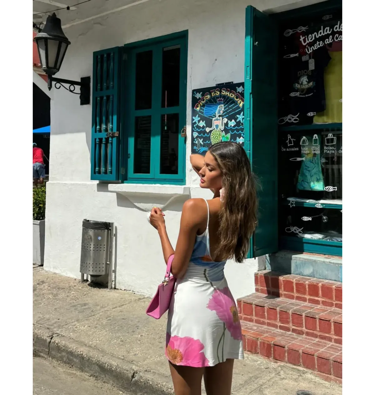 With Harper Lu Low Back Mini Dress in Azure Poppy Size S / AU 8 - Image 6