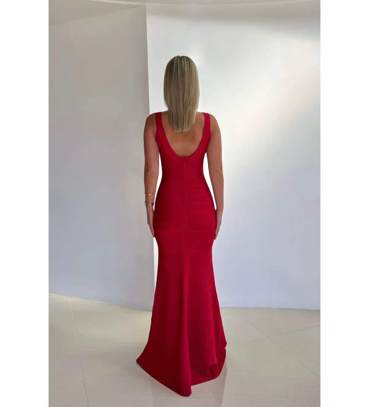 Herve Leger Ellen Bandage Gown Red Size S/AU 8 - Image 2