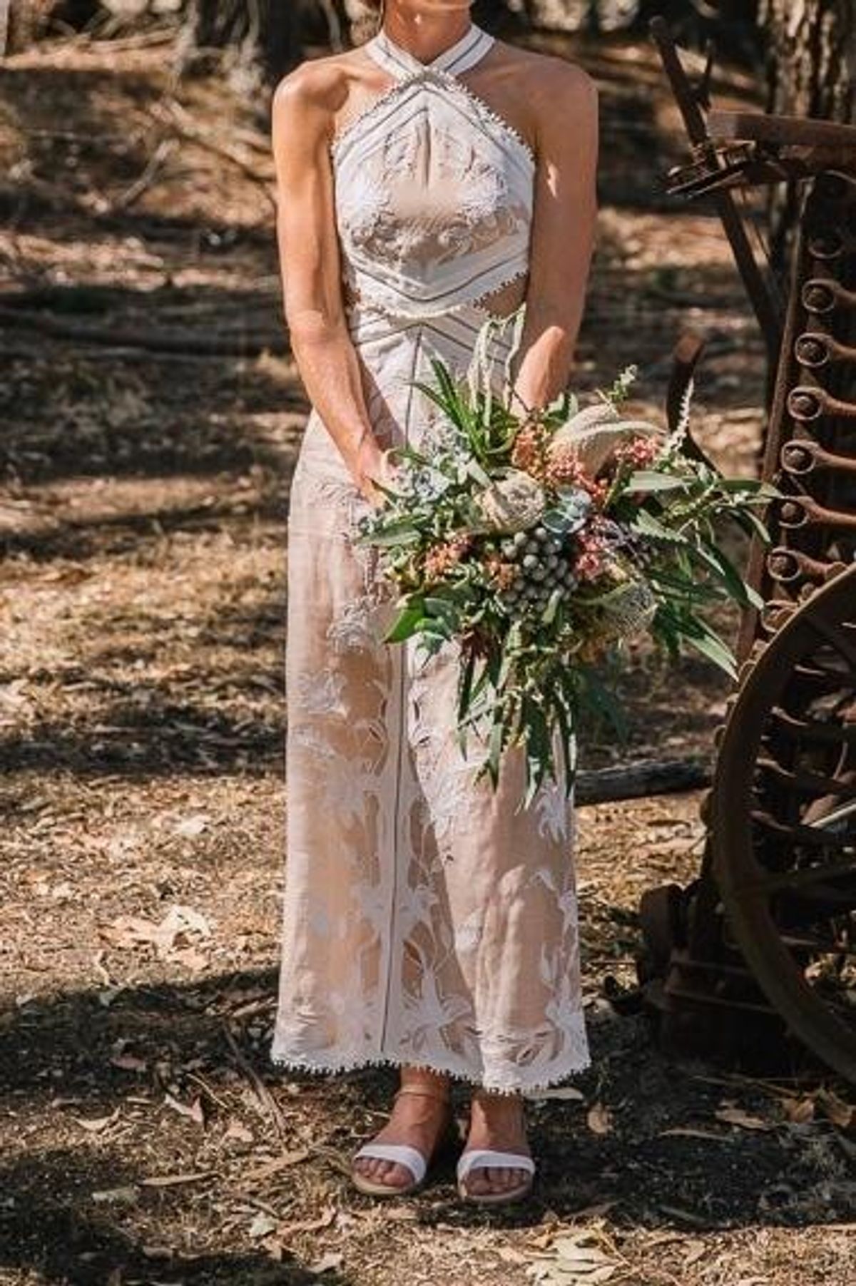 Zimmermann Corsage Lily Midi Halter Dress Cream/Nude Size 0 - Image 4