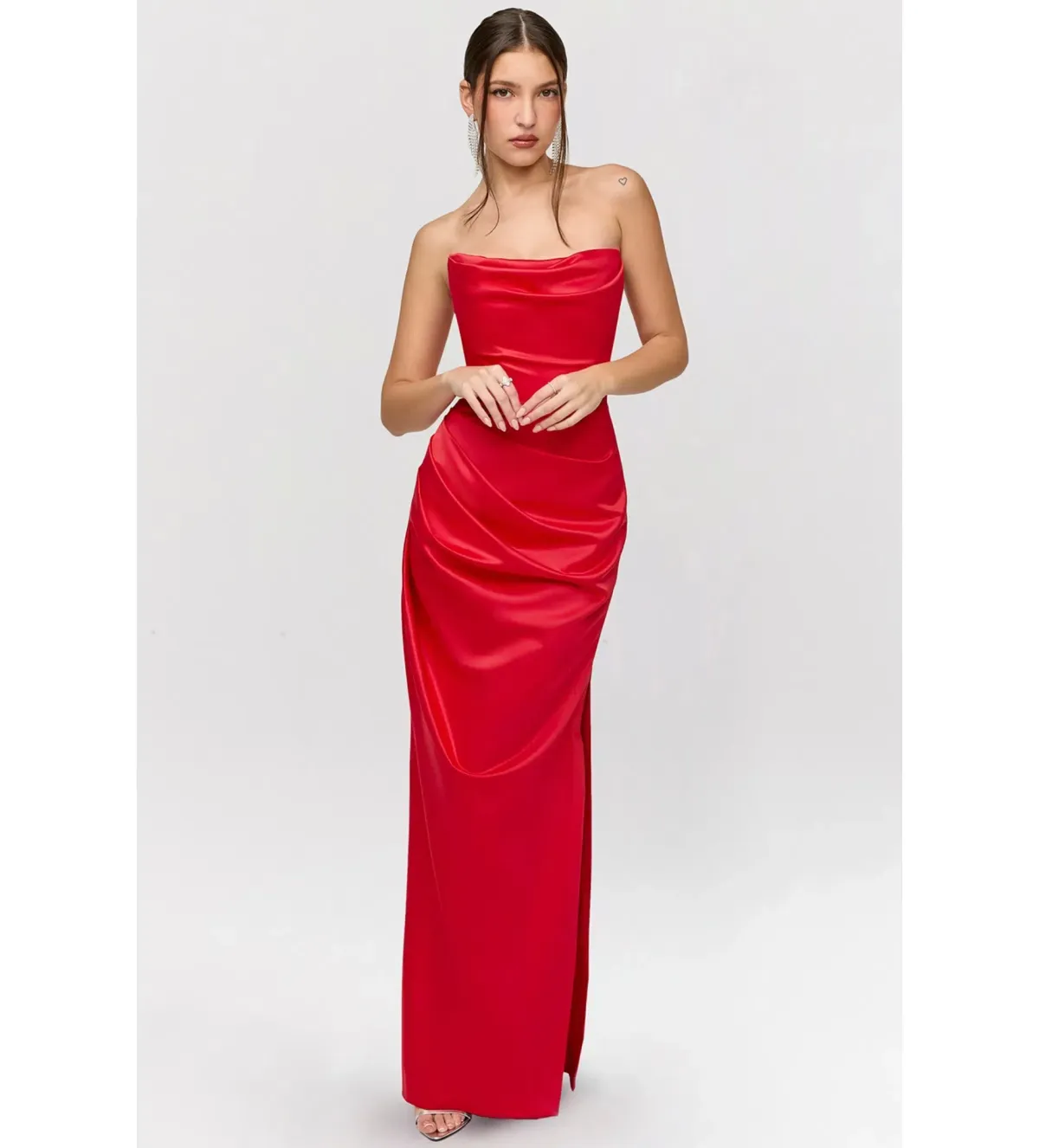 House of CB Adrienne Satin Gown Scarlett Size L/AU 12-14 - Image 1