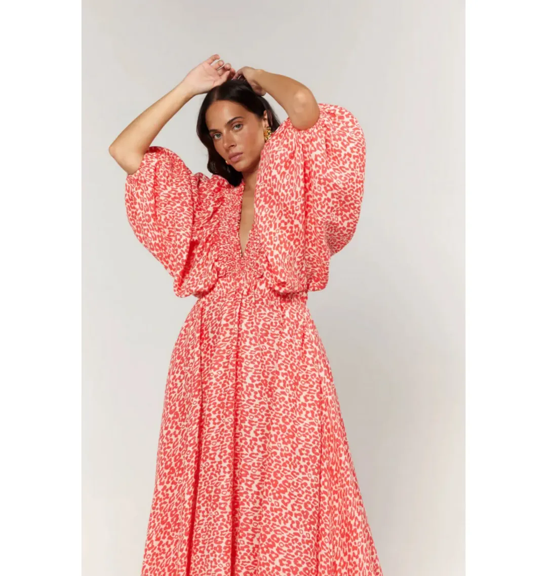 La Boheme Girls Essie V neck Maxi Dress Carol Oat Leopard Size 14-16 for rent on The Volte - main image