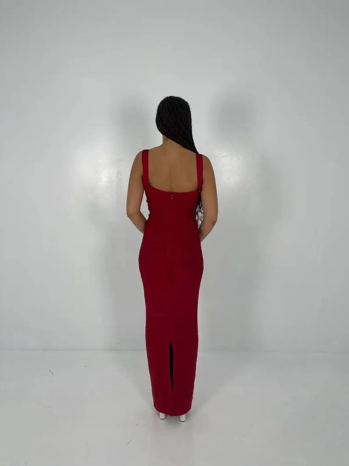 Hervé Léger Cranberry Round Neck Gown in Red Size S/AU8 - Image 3
