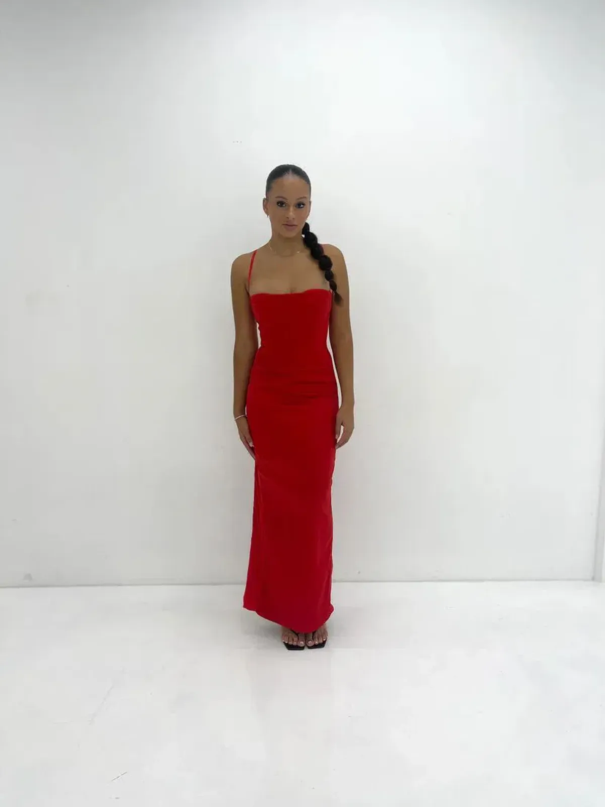 House of CB Shani Satin Corset Maxi Dress in Red Size S/AU8 - Image 1