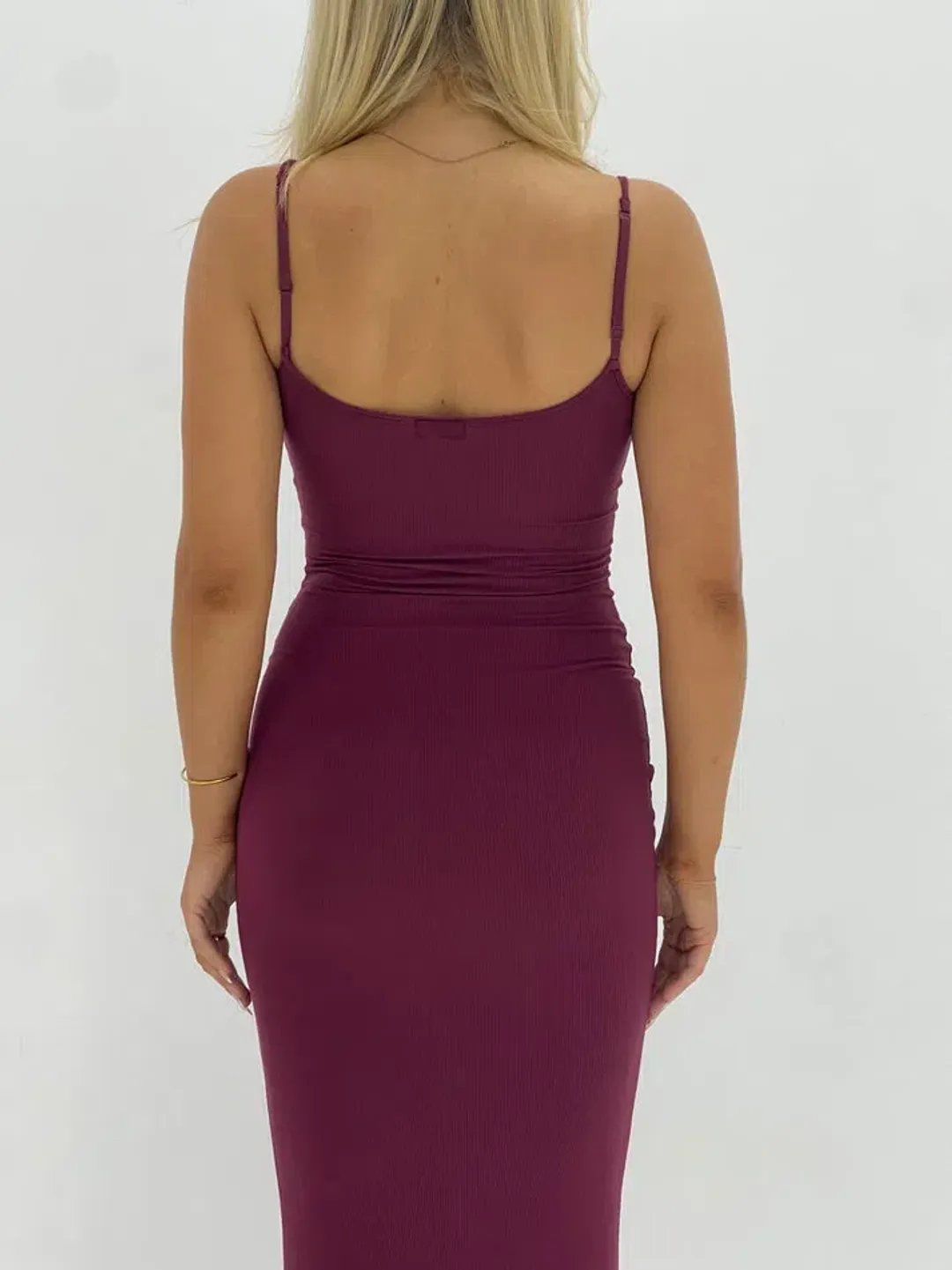 Skims Soft Lounge Long Slip Dress Maxi Wine Size 10/S for rent on The Volte - main image