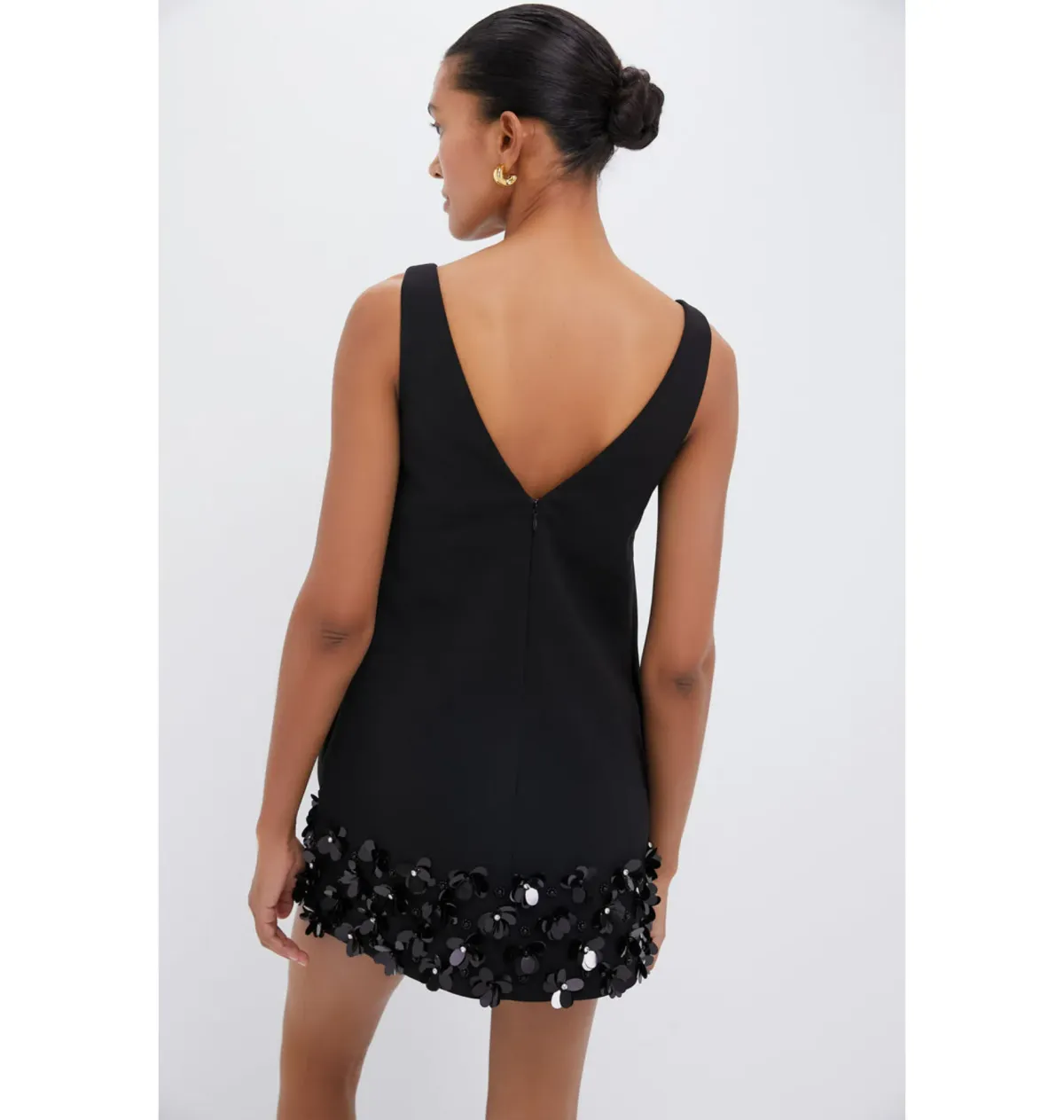 Self Potrait Black Crepe 3d Sequin Mini Dress Black Size AU 8 - Image 4