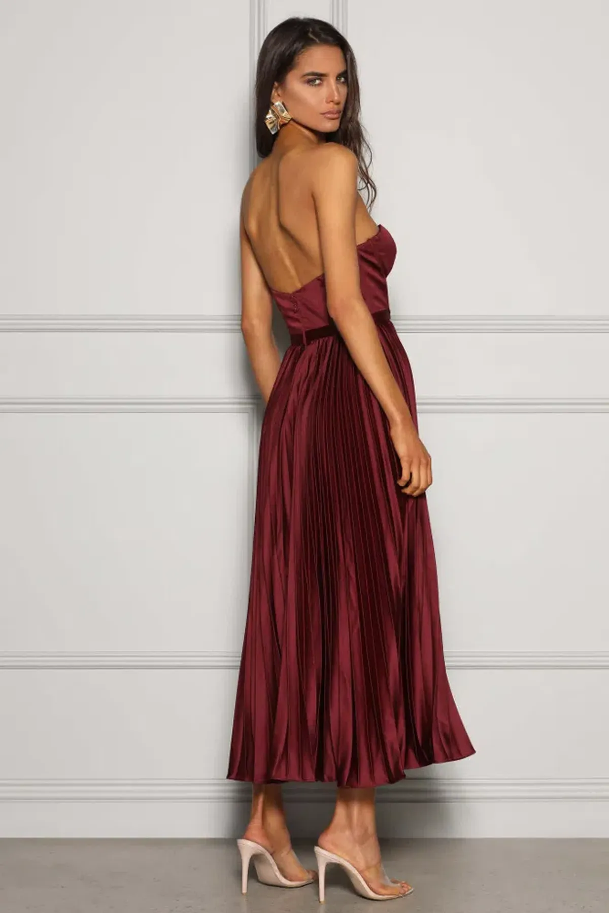 Elle Zeitoune Milan Midi Dress Wine Size 6 - Image 2