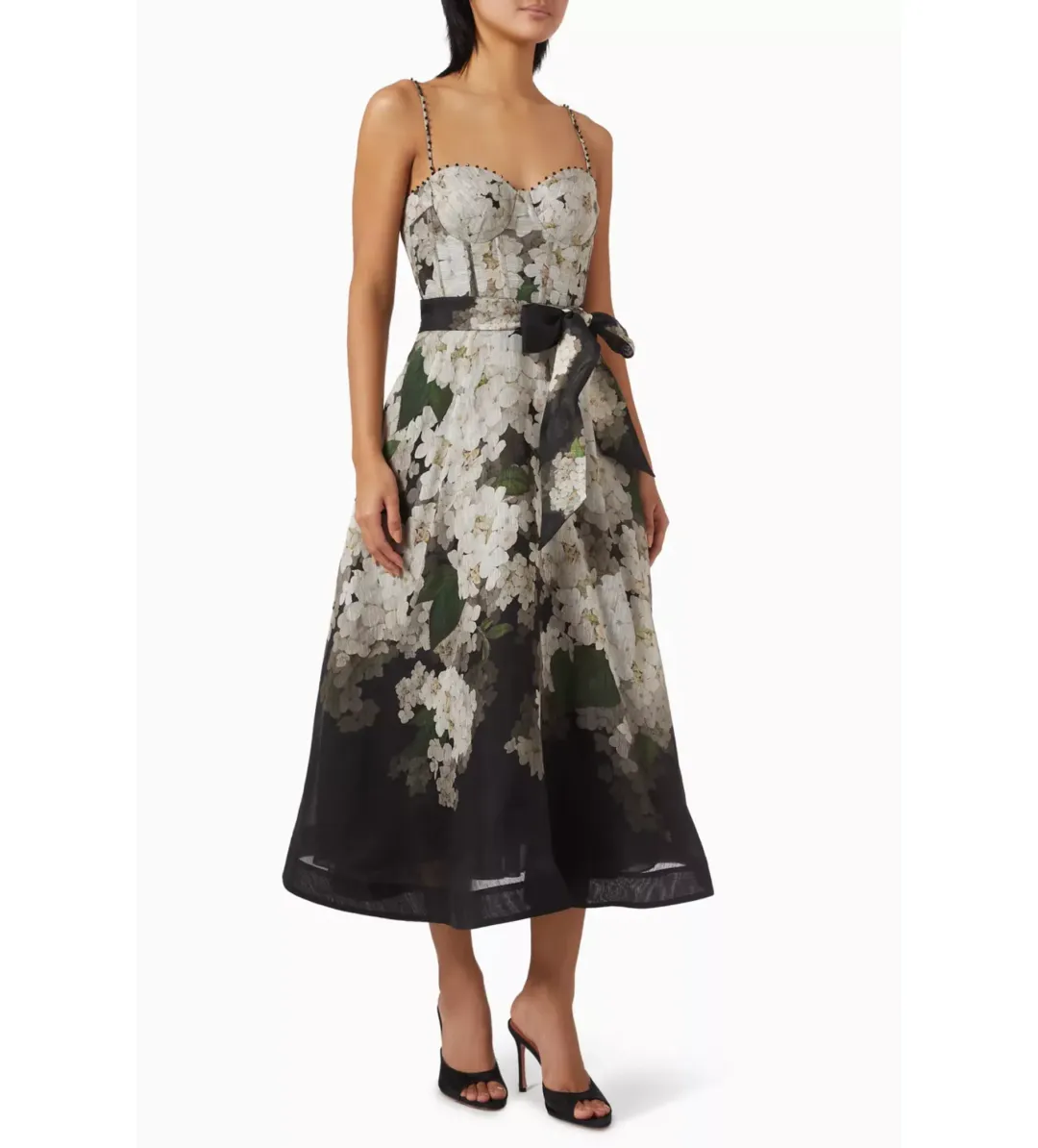 Zimmermann Balance Picnic Dress in Black Hydrangea Size 2/ AU 12 for rent on The Volte - main image