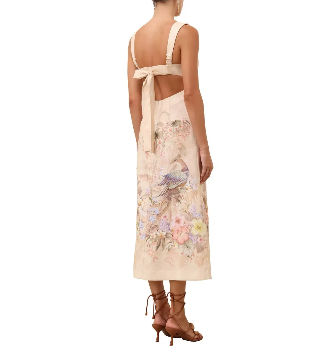 Zimmermann Illuminate Midi Dress in Ivory Tropical Size 2 / AU 12 for rent on The Volte - main image