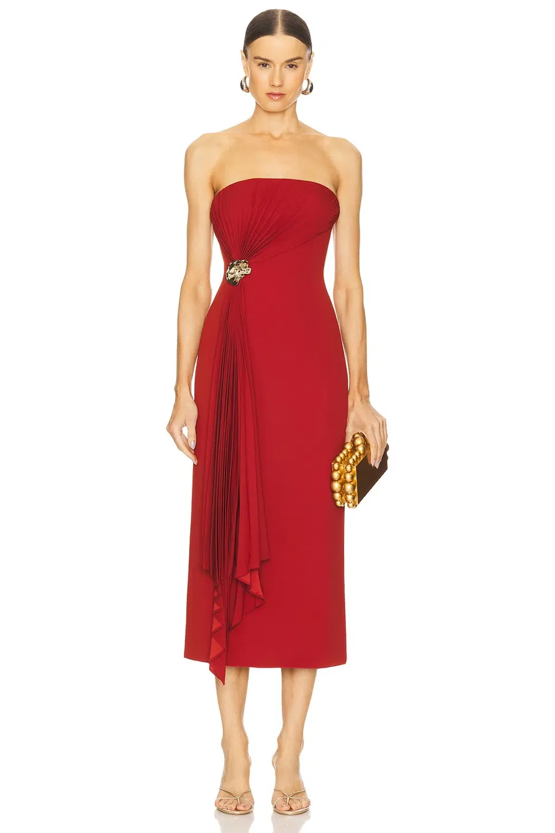 Acler Whitnell Midi Dress Burgundy Size 8 for rent on The Volte - main image
