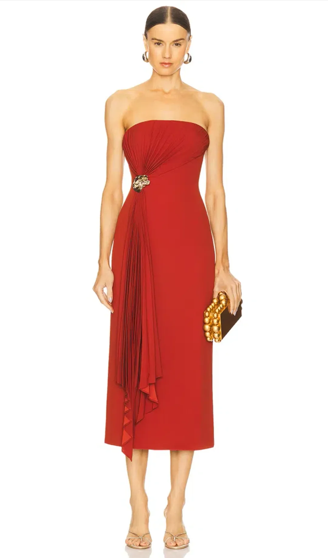 Acler Whitnell Midi Dress Burgundy Size 10 for rent on The Volte - main image