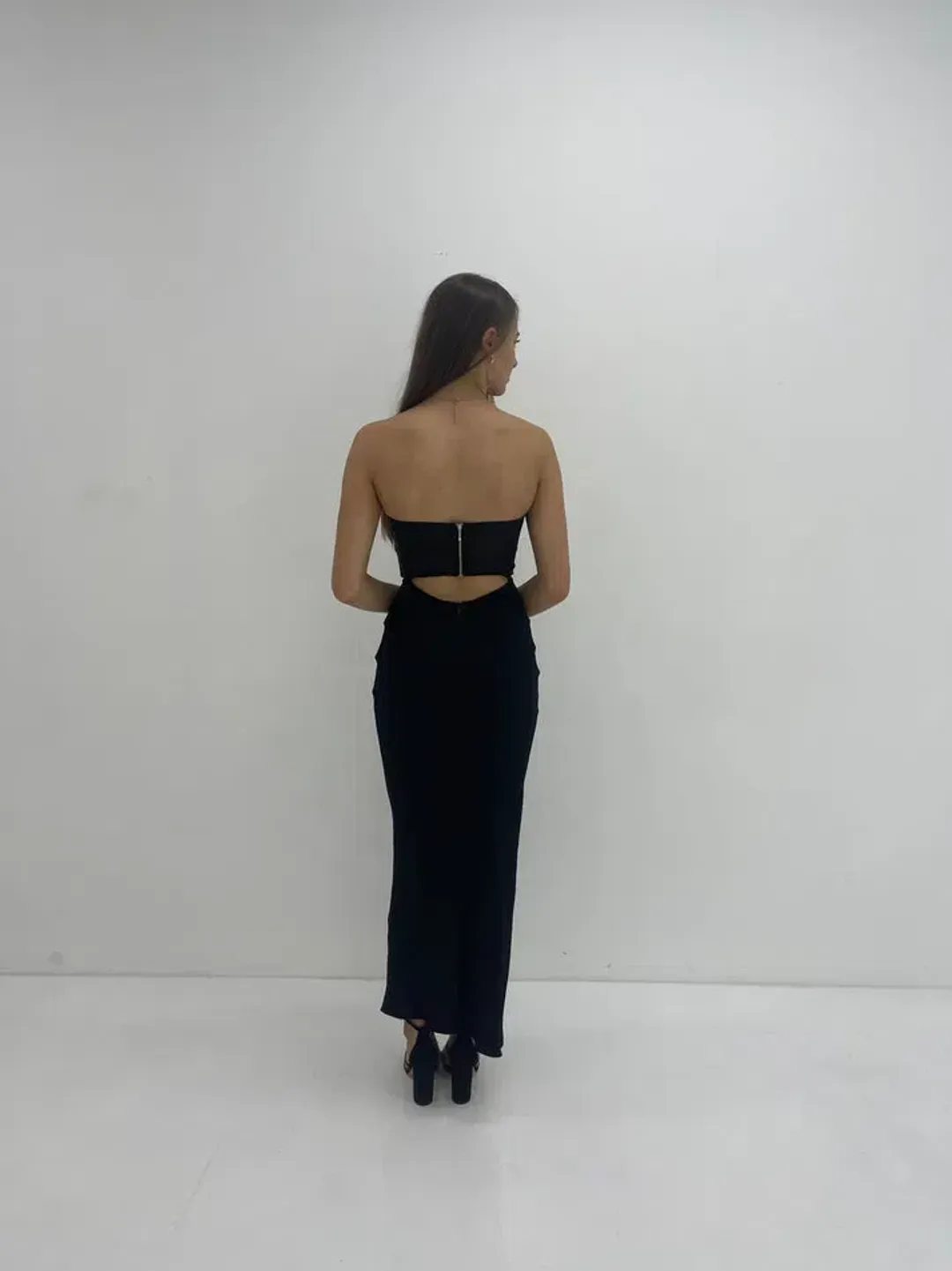 Bec + Bridge Halle Strapless Gown Maxi Black Size AU 8 for rent on The Volte - main image