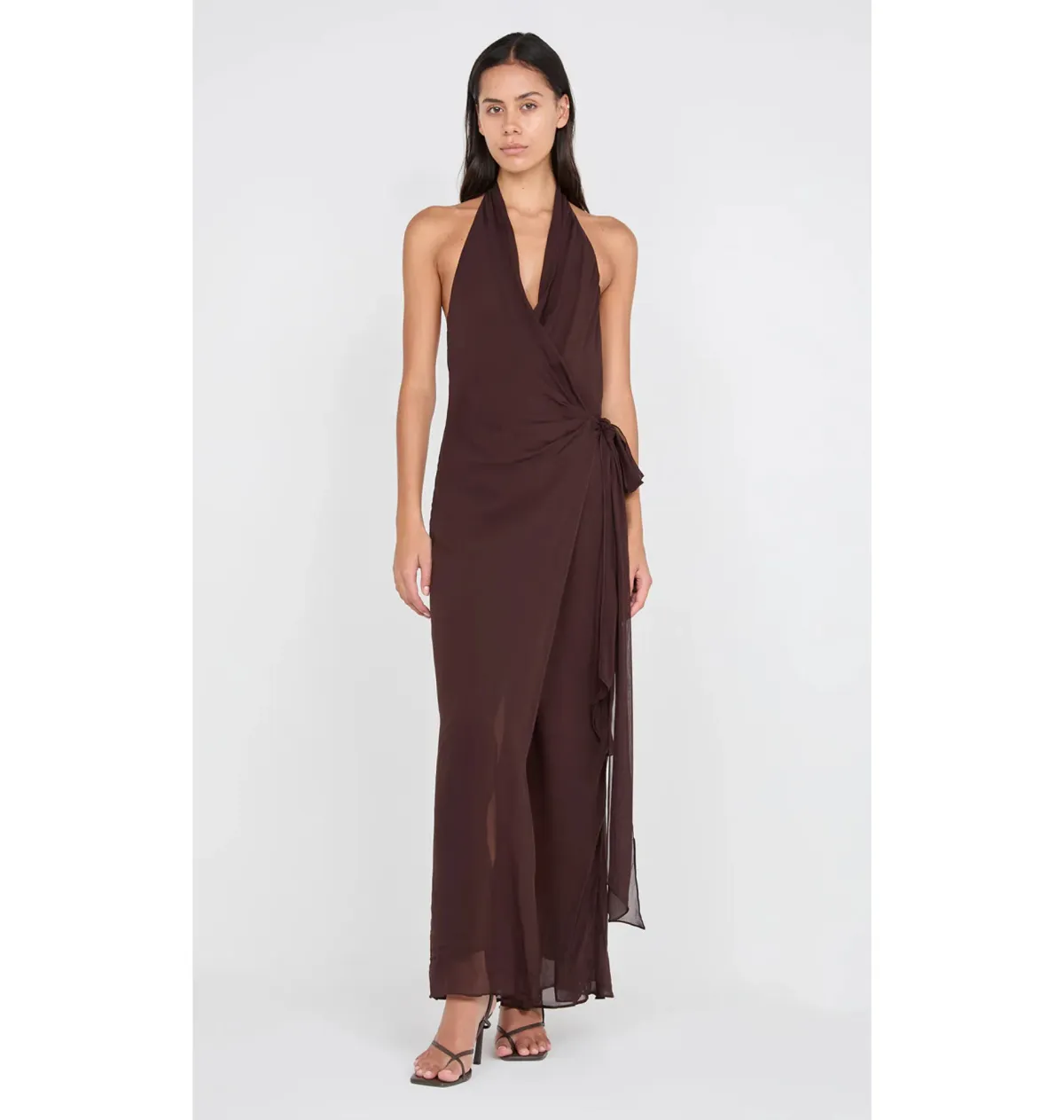 Bec Bridge Soneva Wrap Dress Dark Chocolate Size AU 8 - Image 1