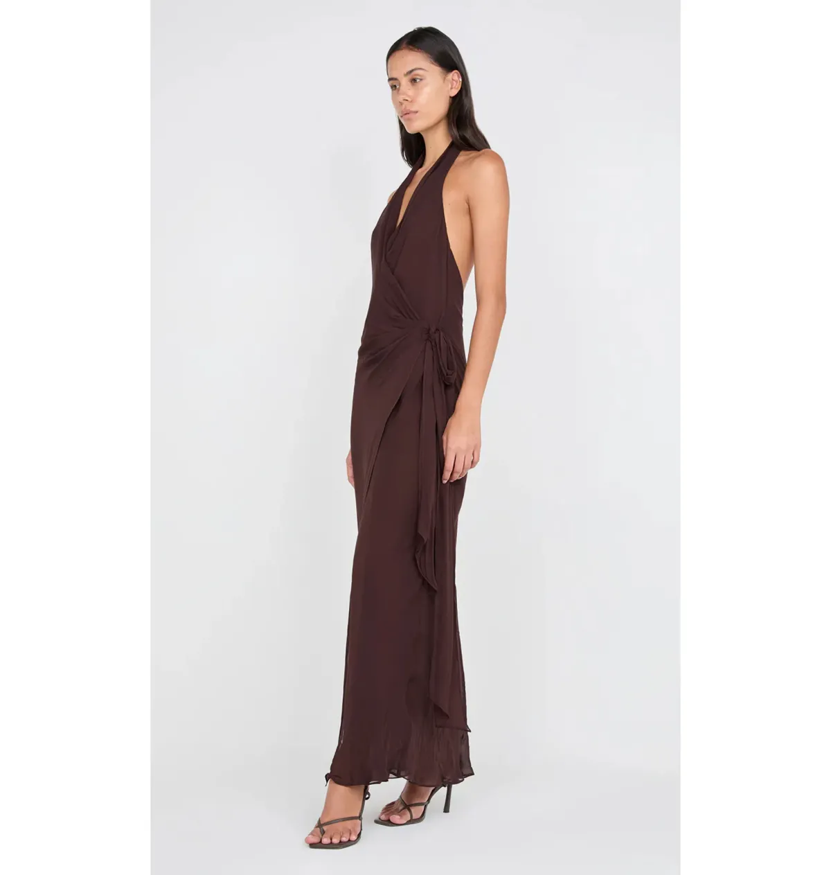 Bec Bridge Soneva Wrap Dress Dark Chocolate Size AU 8 - Image 2