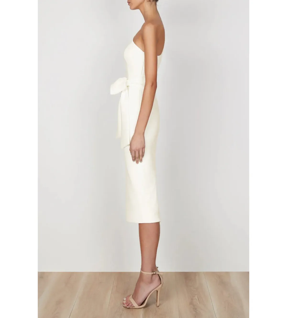 Shona Joy Lucy One Shoulder Midi Dress Ivory Size AU 8 - Image 2