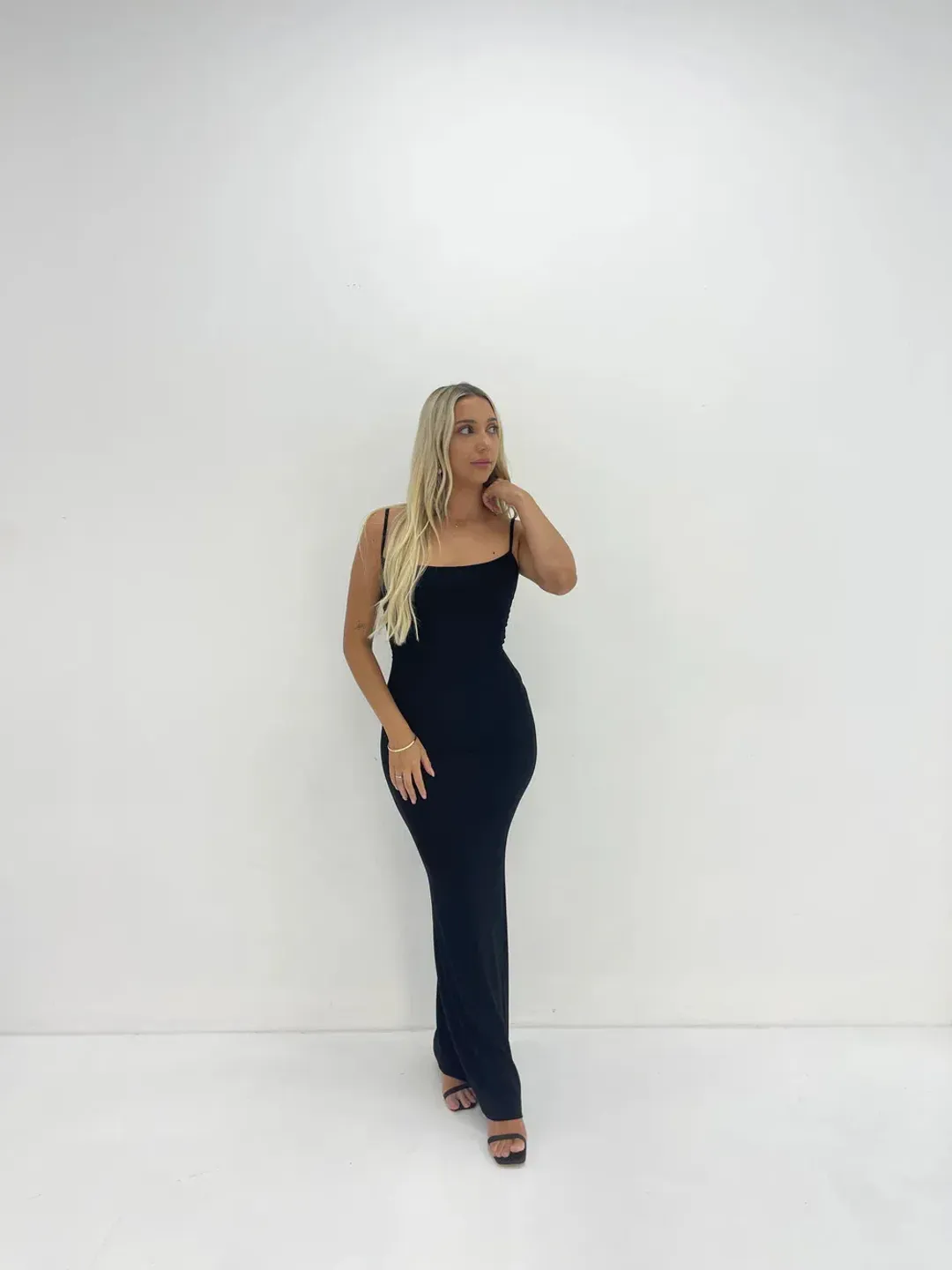 Skims Black Lounge Slip Dress Black Size 8 for rent on The Volte - main image