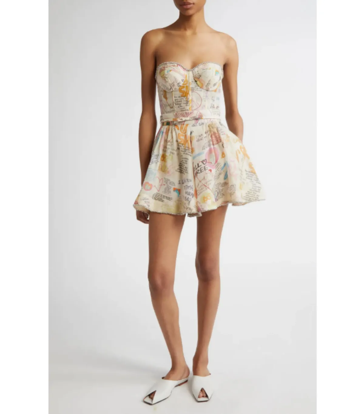 Zimmermann Crush Paneled Bodice and Shorts Set in Dear Diary Print Size 0 / AU 8 - Image 1